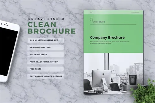 时尚简约多用途的绿色杂志画册商务商业设计模板 creavi-company-profile