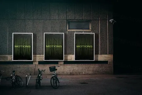 户外街头广告牌宣传海报广告设计贴图展示样机模板 Wall P