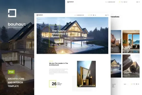 时尚高端专业的高品质简约包豪斯设计风格房地产建筑网站