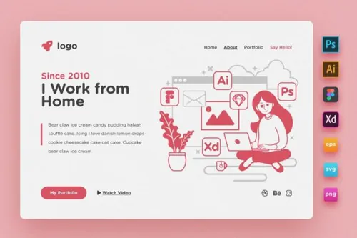 自由职业者概念矢量插画素材下载（Ai,Fig,PSD,XD）