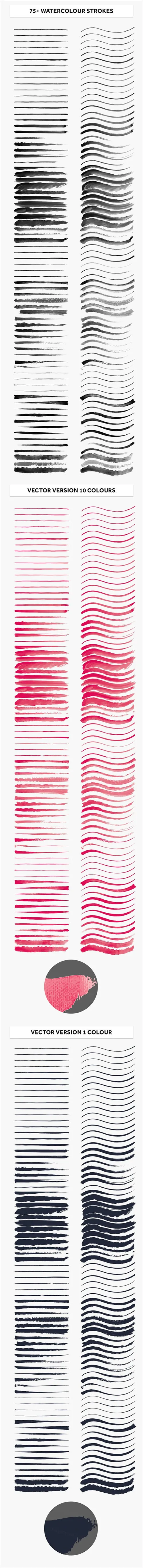 手绘水彩Ai矢量画笔设计素材 REAL WATERCOLOR FOR