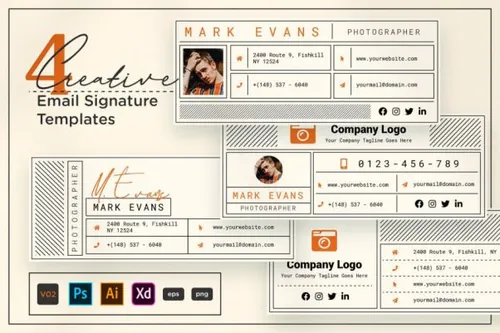 创意电子邮件签名模板（Ai,EPS,XD,PSD）