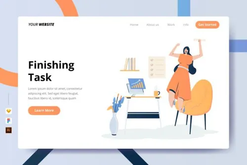 工作任务概念着陆页网页概念模板下载（Ai,Sketch,Fig）