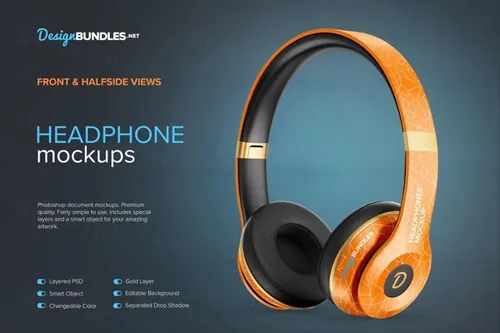 头戴式无线耳机设计提案展示样机模板 Headphone Mockups