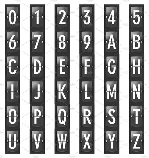 飞机场数字和字母设计素材Characters on digital display.