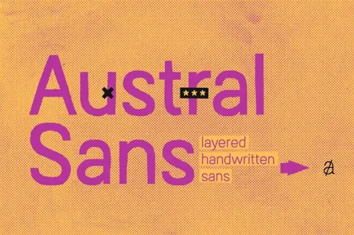 有趣可爱俏皮稚嫩的儿童手写英文艺术装饰字体 Austral Sans Complete Family