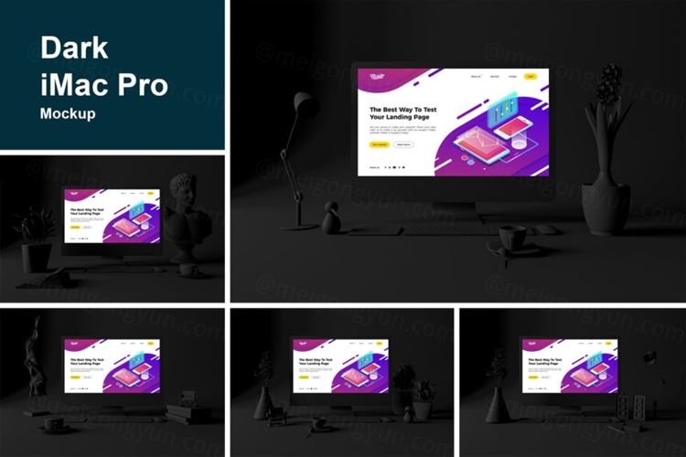 时尚高端个性的高品质MAC样机UI展示模型dark-mac-pro