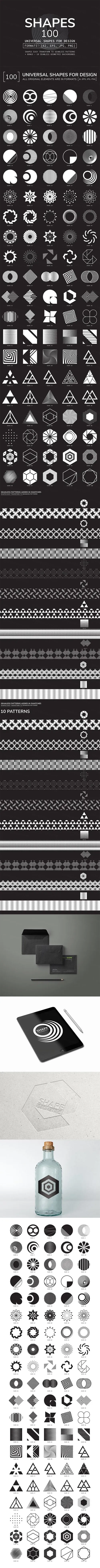 10个无缝矢量背景/100个矢量几何图形100_Geometric_Shapes._Part_2