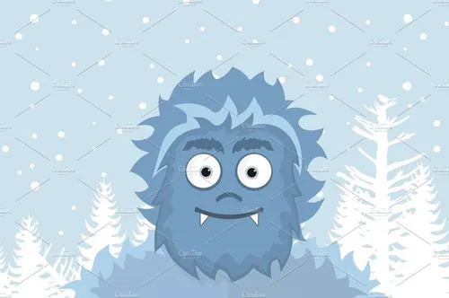 冬天的雪毛怪矢量插图Yeti