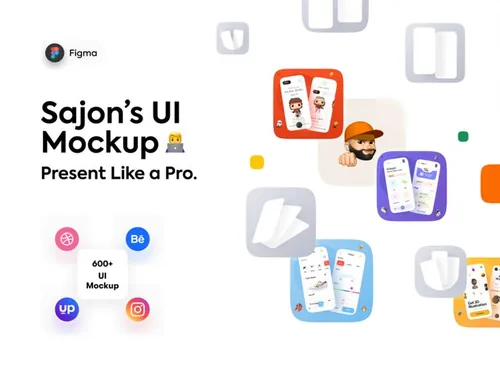 高品质白模APP界面UI设计贴图展示样机模板 Sajon UI Mockup Kit
