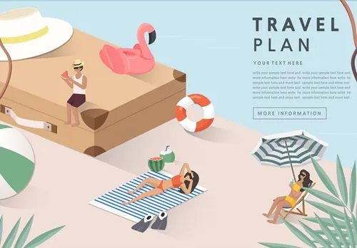 Travel Plan 旅行计划概念研究分析AI矢量插图素材 ti209a8211