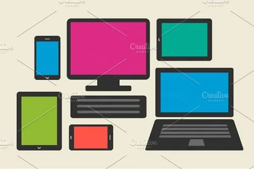 智能手机平板电脑矢量插画smartphone , tablet , computers set