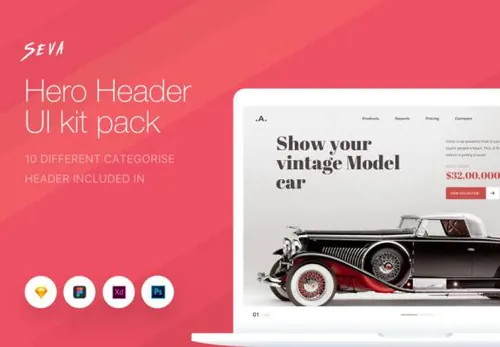多用途扁平化APP设计UI工具包Seva header ui kit