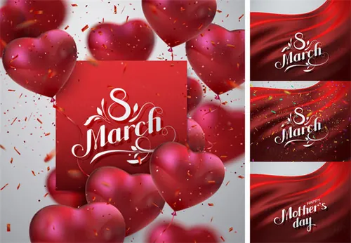 三八女人节母亲节心形气球海报元素Women\'s Day