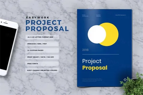 宜家风格配色的项目品牌手册画册房地产楼书时尚杂志书籍设计模板easywork-project