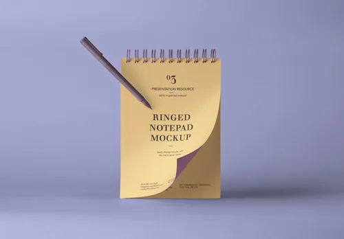 个性的记事本场景贴图展示样机模版 Psd Ringed Notepad Mockup