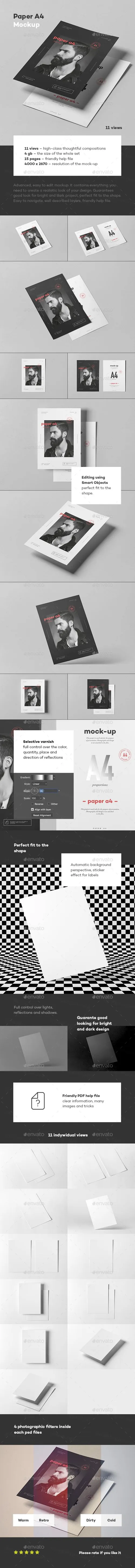 高品质的A4纸张展示样机模板Paper_A4_Mock_up