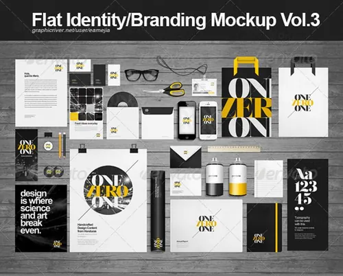 时尚现代风格黑色系列VI提案贴图Flat Identity and Branding Mock-up