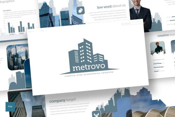 企业推介会演讲稿公司简介幻灯片模板 Metrovo – Keynote Template