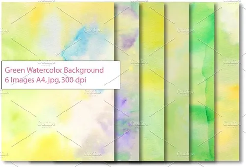 黄绿色的水彩背景素材Green-Yellow-Waterco