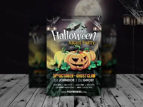 Halloween Night Party Flyer Template PSD