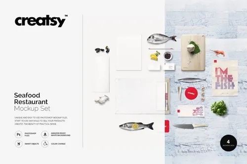 海鲜餐厅素材样机集 Seafood Restaurant Mockup Set