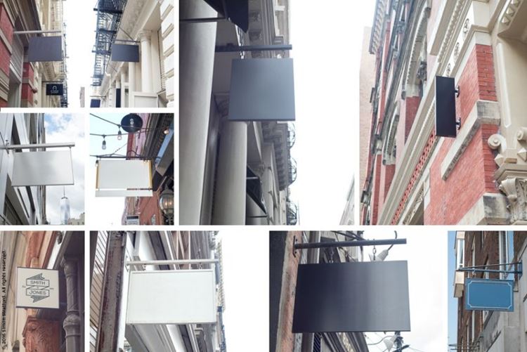 美国纽约店招贴图样机设计素材Shop sign mockup 3 for photoshop