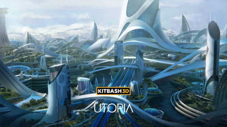 新未来主义乌托邦博物馆体育馆科幻电影城市建筑设计3D模型素材