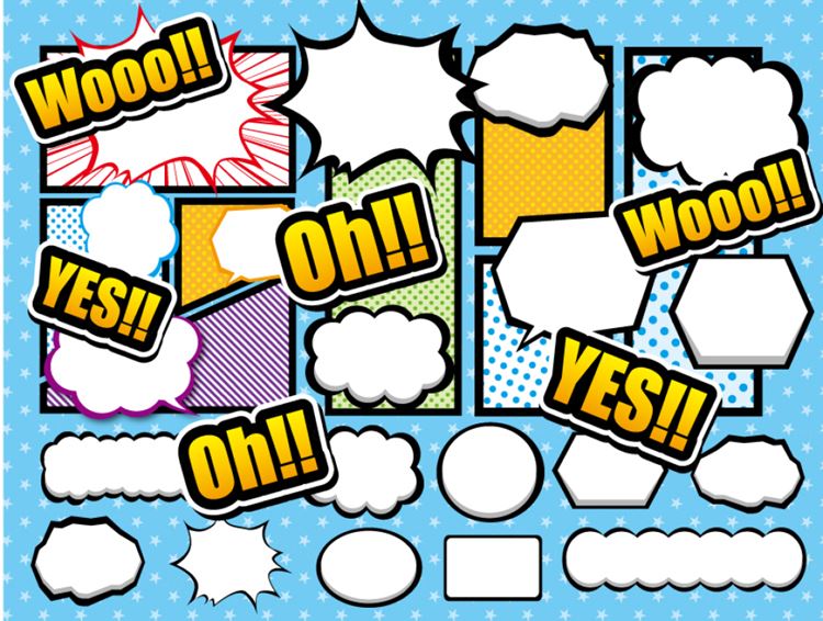 日系卡通动漫爆炸对话框矢量插画素材