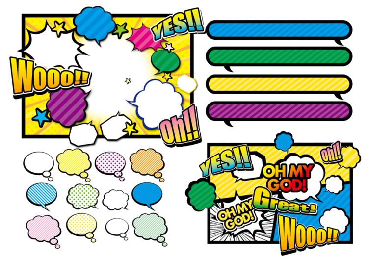 日式卡通动漫对话框高饱和度矢量插画