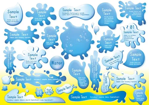 一组丰富的矿泉水水站价签矢量贴图