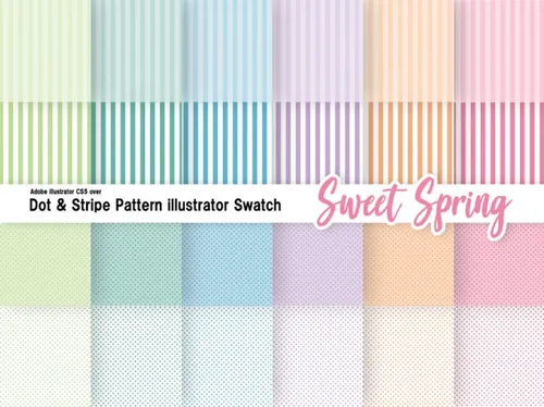 春天小清新温暖圆点条纹无缝拼接图案素材合辑 Dot  Stripe Pattern illustraor
