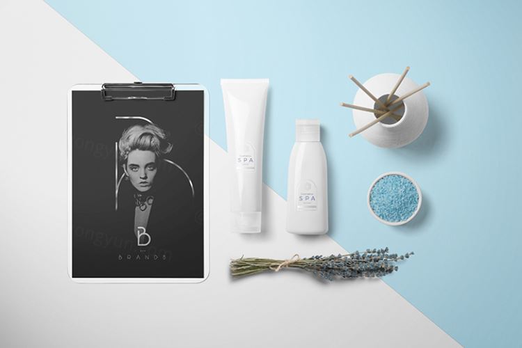 精美的酒店洗漱用品VI提案包装样机模板