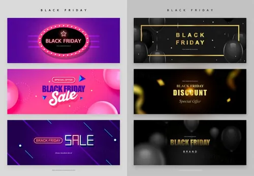【粉色/霓虹灯/金色】黑色星期五外贸电商促销活动海报PSD模版