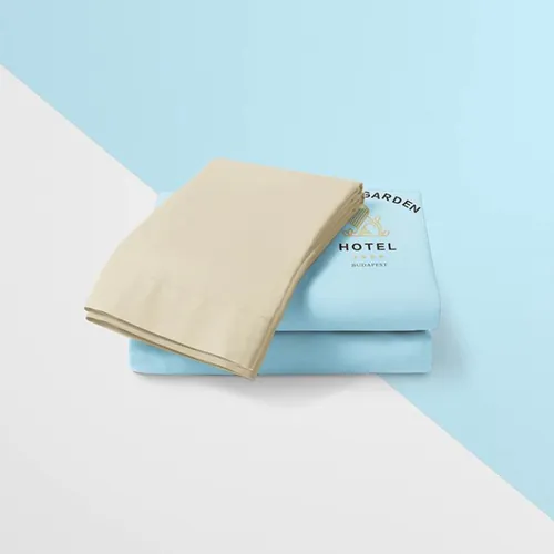 蓝白色风格酒店用品浴巾毛巾VI贴图样机模板