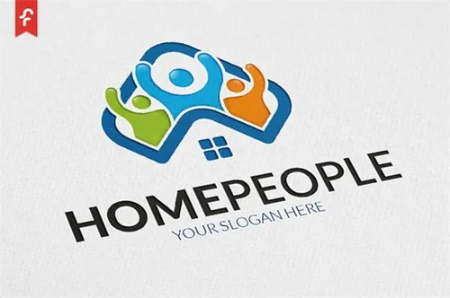 家庭主题标志Logo模板 Home-People-Logo