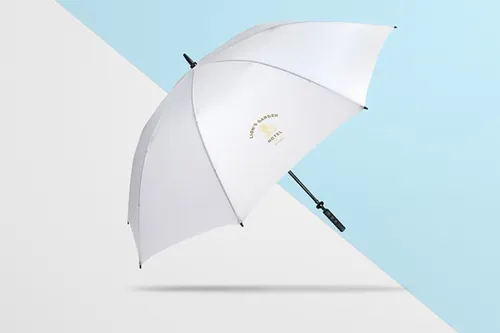 蓝白色雨伞品牌VI样机贴图展示模板