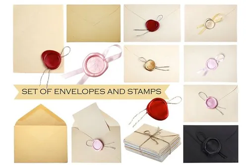 旧信封和老式蜡封 Old Envelopes and vintage wax seal