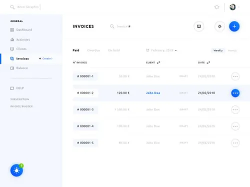 发票账单管理UI设计界面 Invoices Dashboard 每日U