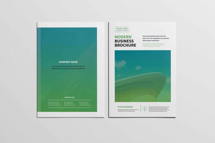 绿色配色方案公司业务手册设计PSD模板