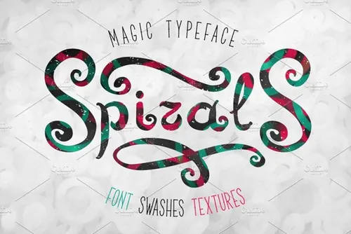漂亮的手绘字体+背景素材 Spirals script  a