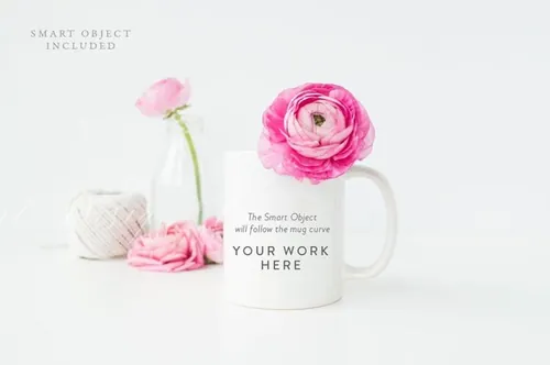 时尚马克杯样机 Styled mug mock up