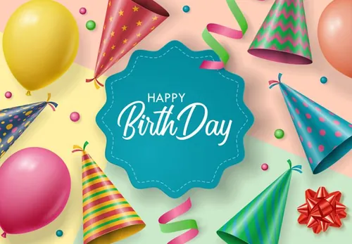 生日礼物生日帽可爱场景模拟矢量图