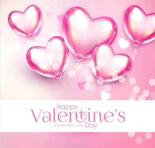 情人节粉色爱心浪漫可爱矢量素材
