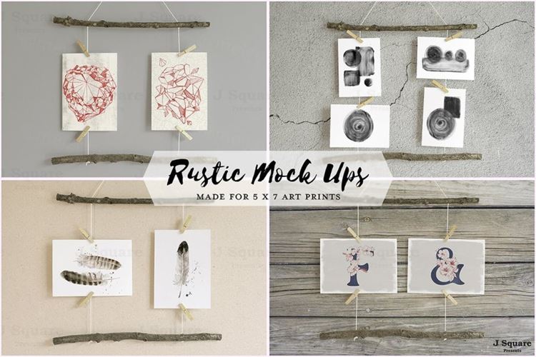 艺术作品照片展示样机模板Rustic Mock Ups for 5:7 Art Prints