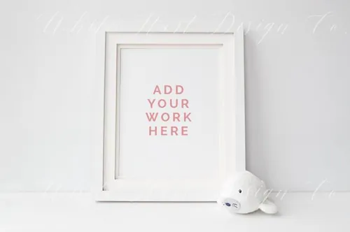 时尚的照片相框画框样机模型 Styled-stock-photo-Nursery-frame