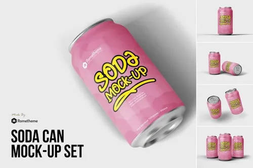 简约高端时尚逼真质感的易拉罐苏打水soda-can-mockup-vol