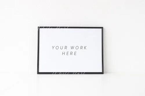 黑色A4画框样机 Landscape black A4 frame mock up