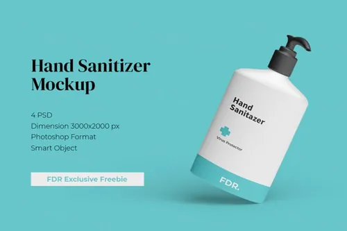 美容洗护洗手液包装设计提案展示样机PSD模板 Free Hand Sanitizer Mockup
