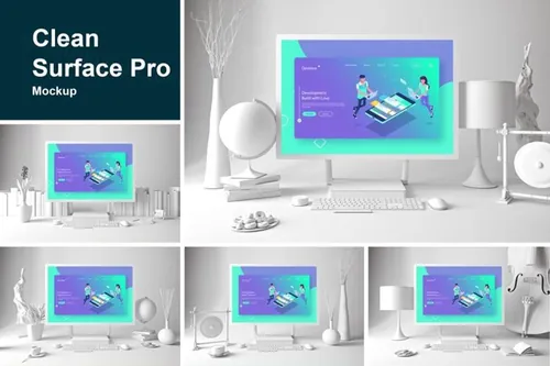 时尚清新的白色质感的Surface Pro UI样机clean-surface-pro